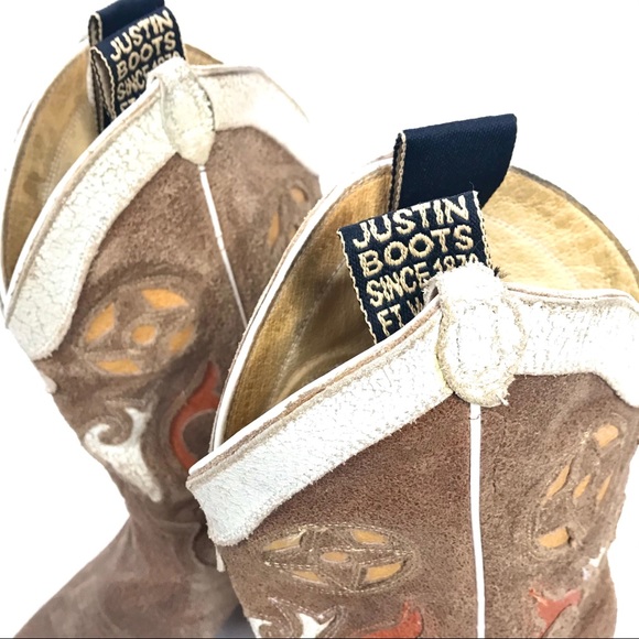 Justin Leather Cowboy Cowgirl Boots Size 8 - Picture 13 of 16